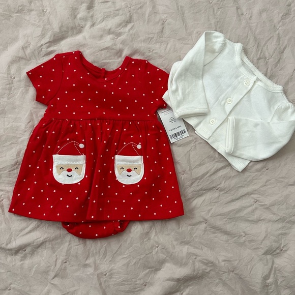 carter's newborn christmas dress | Dresses | Santa Claus Baby Girl Red With Little Cardigan Red plaid dress